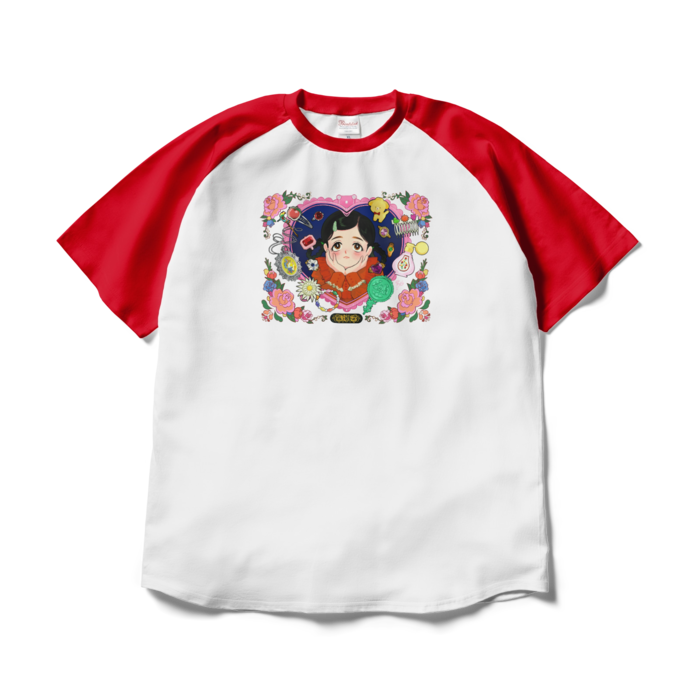 ラグランTシャツ - XL - ホワイト×レッド