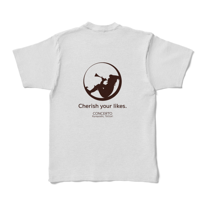 背面プリントTシャツ-アッシュ(XL)