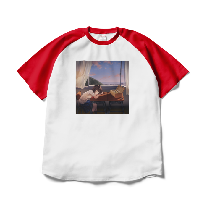 ラグランTシャツ - XL - ホワイト×レッド