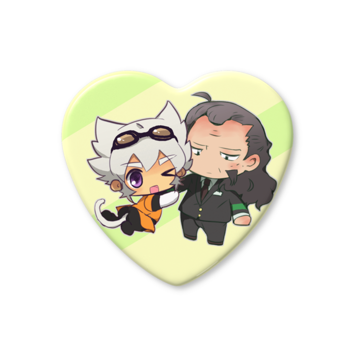 ハート缶バッジ - 57 × 52.5mm