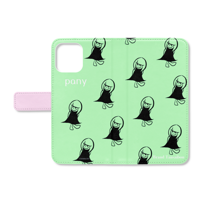 手帳型iPhoneケース - iPhone12 ProMax - ストラップ穴 なし(グリーン)