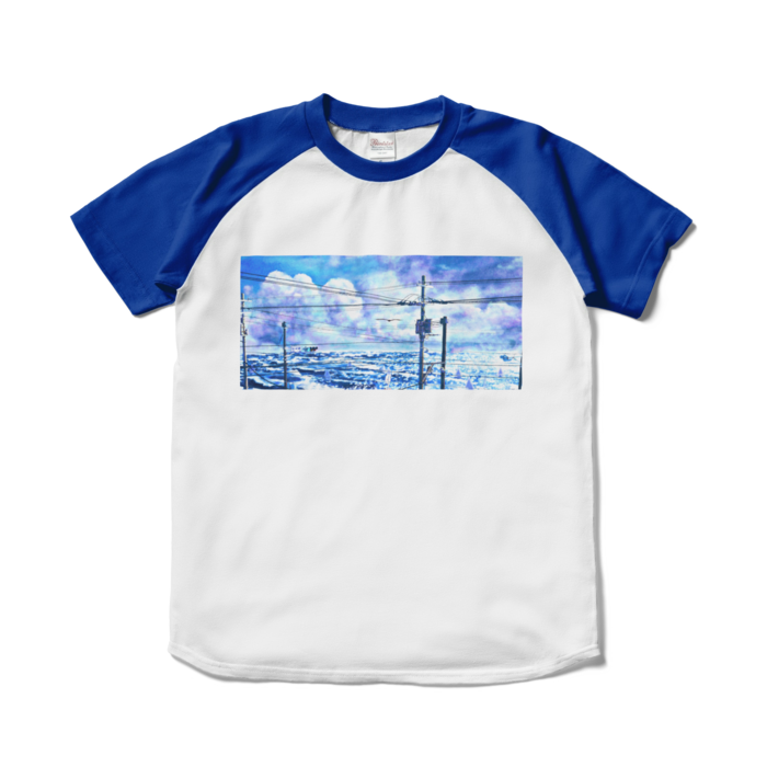 ラグランTシャツ - S - ホワイト×ロイヤルブルー