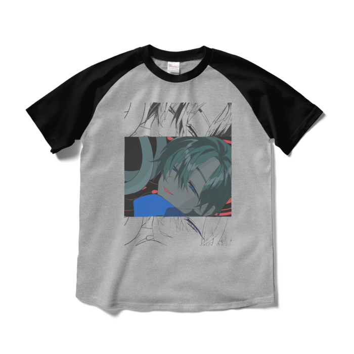 ラグランTシャツ - M - 杢グレー×ブラック