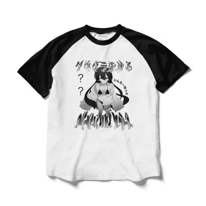 ラグランTシャツ - L - ホワイト×ブラック