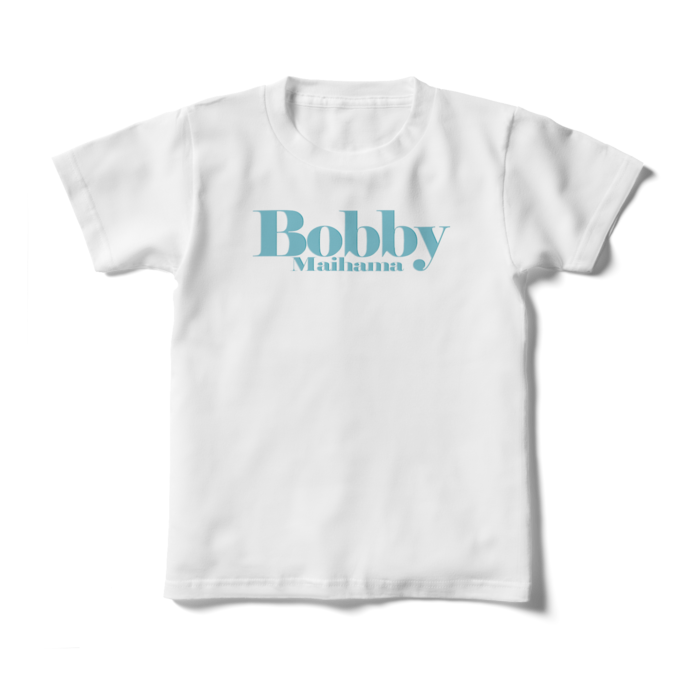 BobbyのキッズTシャツ（ホワイト / ロゴ:アイスグリーン） - 130cm