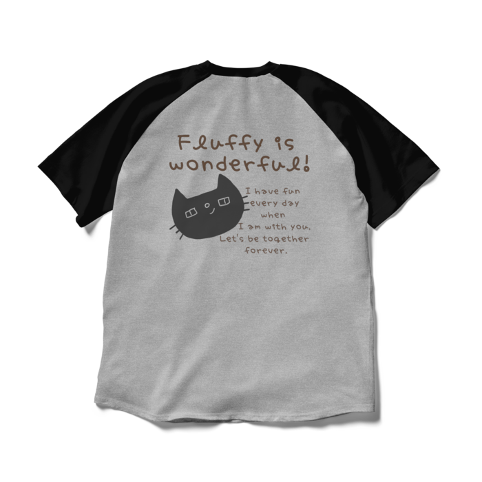 ラグランTシャツ - XL - 杢グレー×ブラック