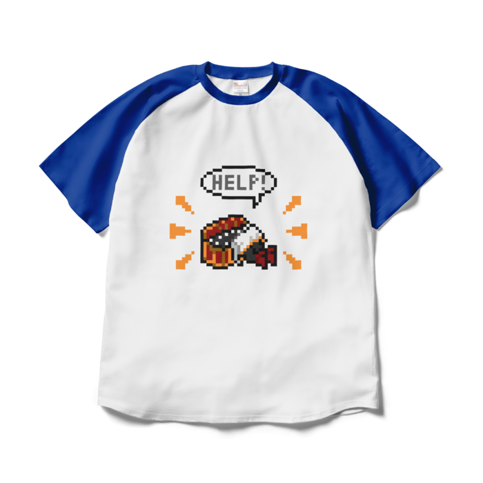 ラグランTシャツ - XL - ホワイト×ロイヤルブルー