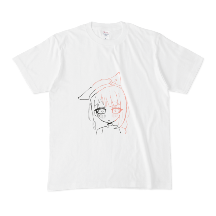 Tシャツ - M - 白地 黒ピンク線