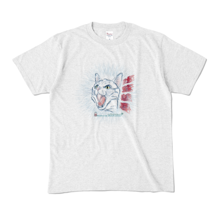 カラーTシャツ-吃驚猛暑猫 - M - アッシュ (淡色)