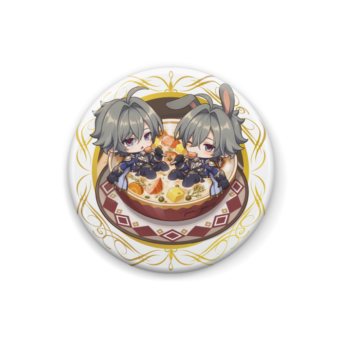 D,AとB、１個にまとめて兎「ロヒケイット」缶バッジ - 