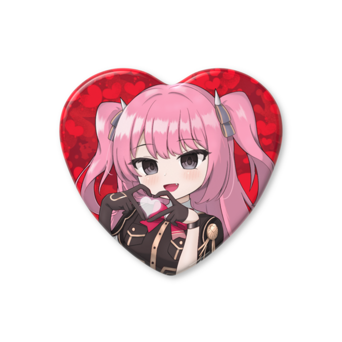 ハート缶バッジ - 57 × 52.5mm