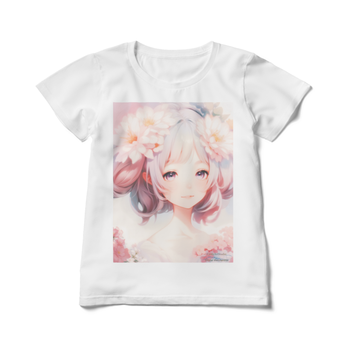 (前面プリント)「夢見る瞳3」レディースTシャツ - L - 白