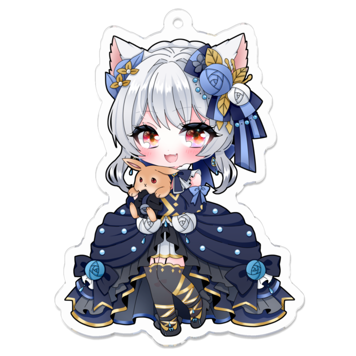 猫耳のりあ（赤目）アクリルキーホルダー - 70 x 70 (mm)