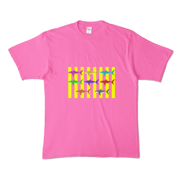 (イエロー)カラーTシャツ - XL - ピンク (濃色)