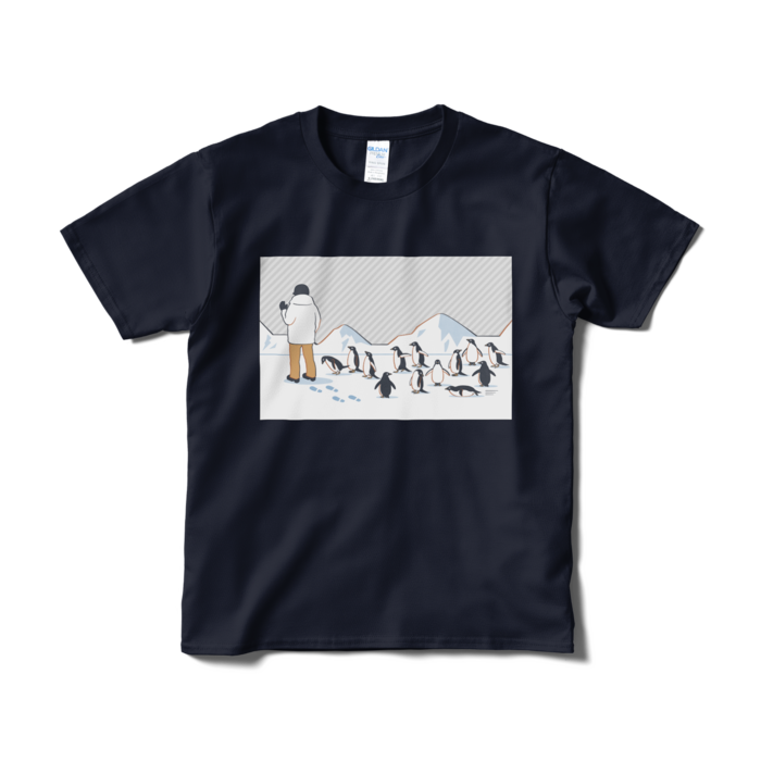 Tシャツ短納期　灰色×紺色　S