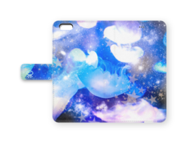 宇宙クラゲ手帳型iphoneケース シアワセ流星群 H Meteoric Swarm Booth