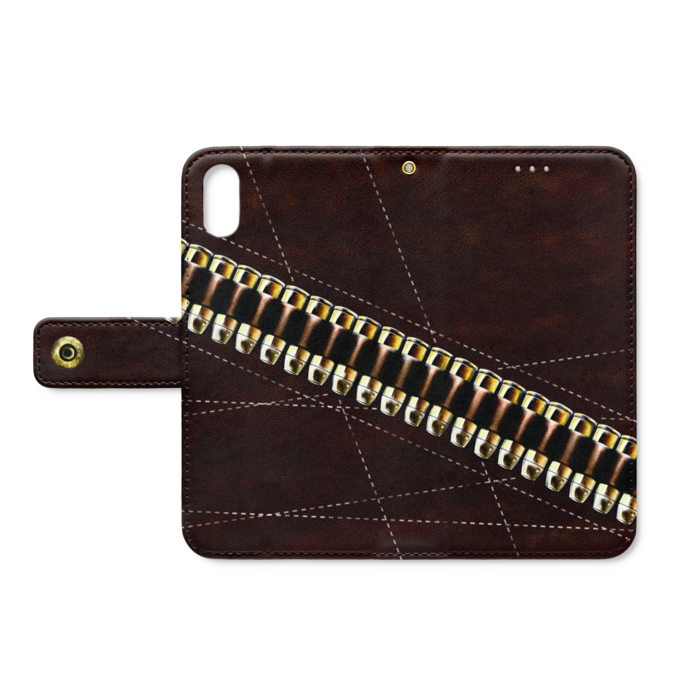 手帳型iPhoneケース／弾帯- iPhone XS / X - ストラップ穴 あり