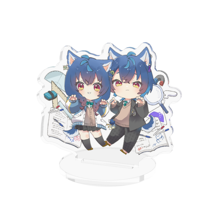 ふたり（犬耳あり） 70×70mm