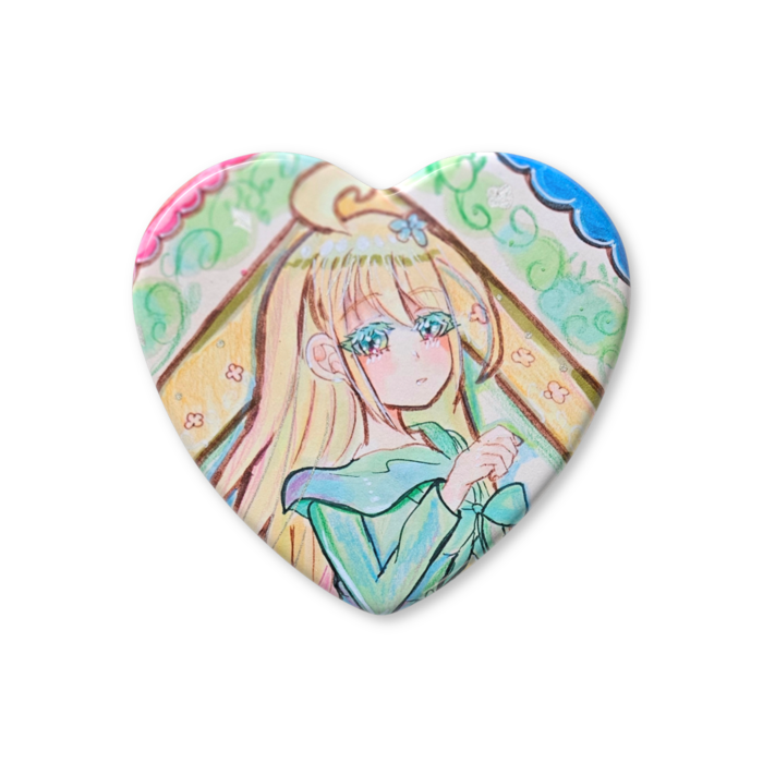 ハート缶バッジ - 57 × 52.5mm(1)