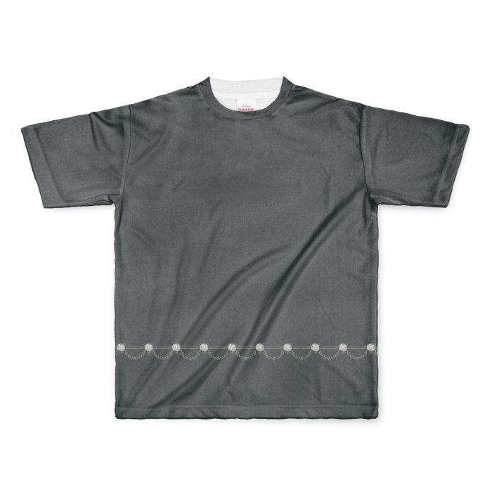 フルグラフィックTシャツ　白薔薇×黒色　L