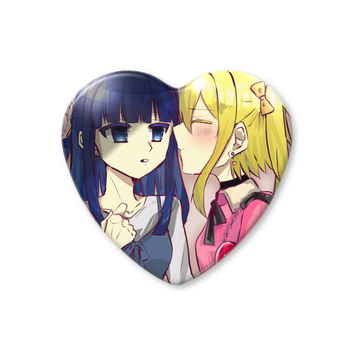 ハート缶バッジ - 57 × 52.5mm