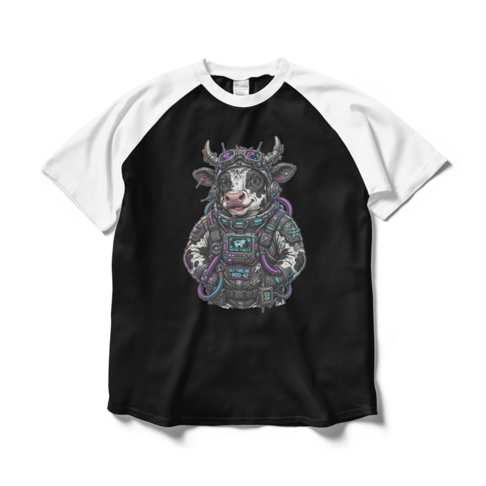 ラグランTシャツ - L - ブラック×ホワイト