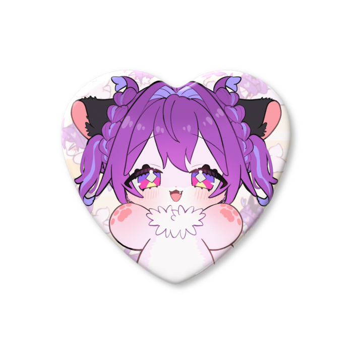 ハート缶バッジ - 57 × 52.5mm