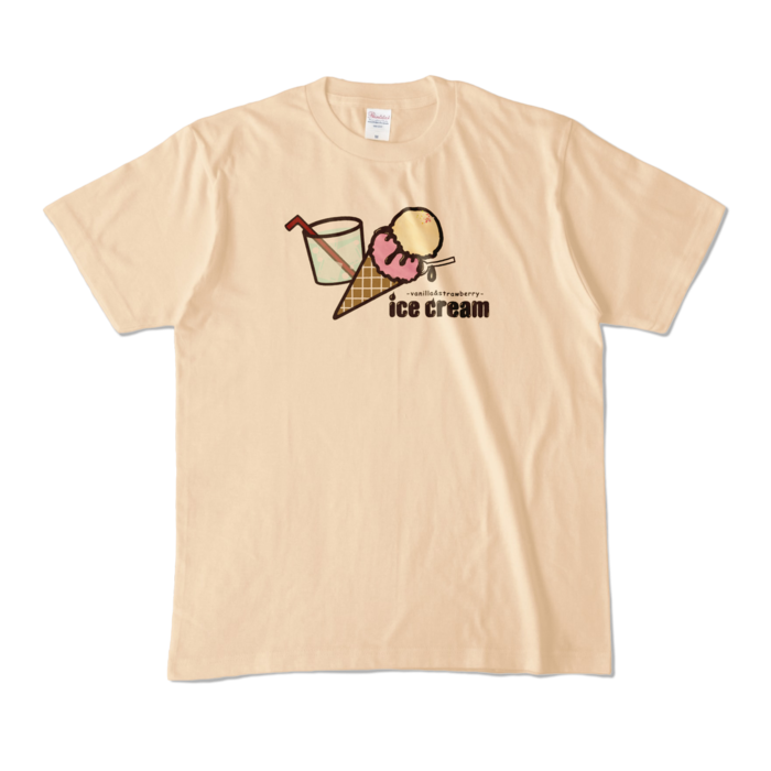 コーンアイスダブルTシャツ - M - ナチュラル (淡色)