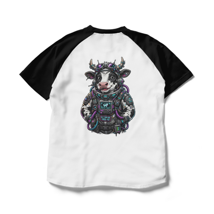ラグランTシャツ - L - ホワイト×ブラック(1)