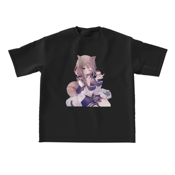 ビッグシルエットTシャツ - L - 正面ブラック