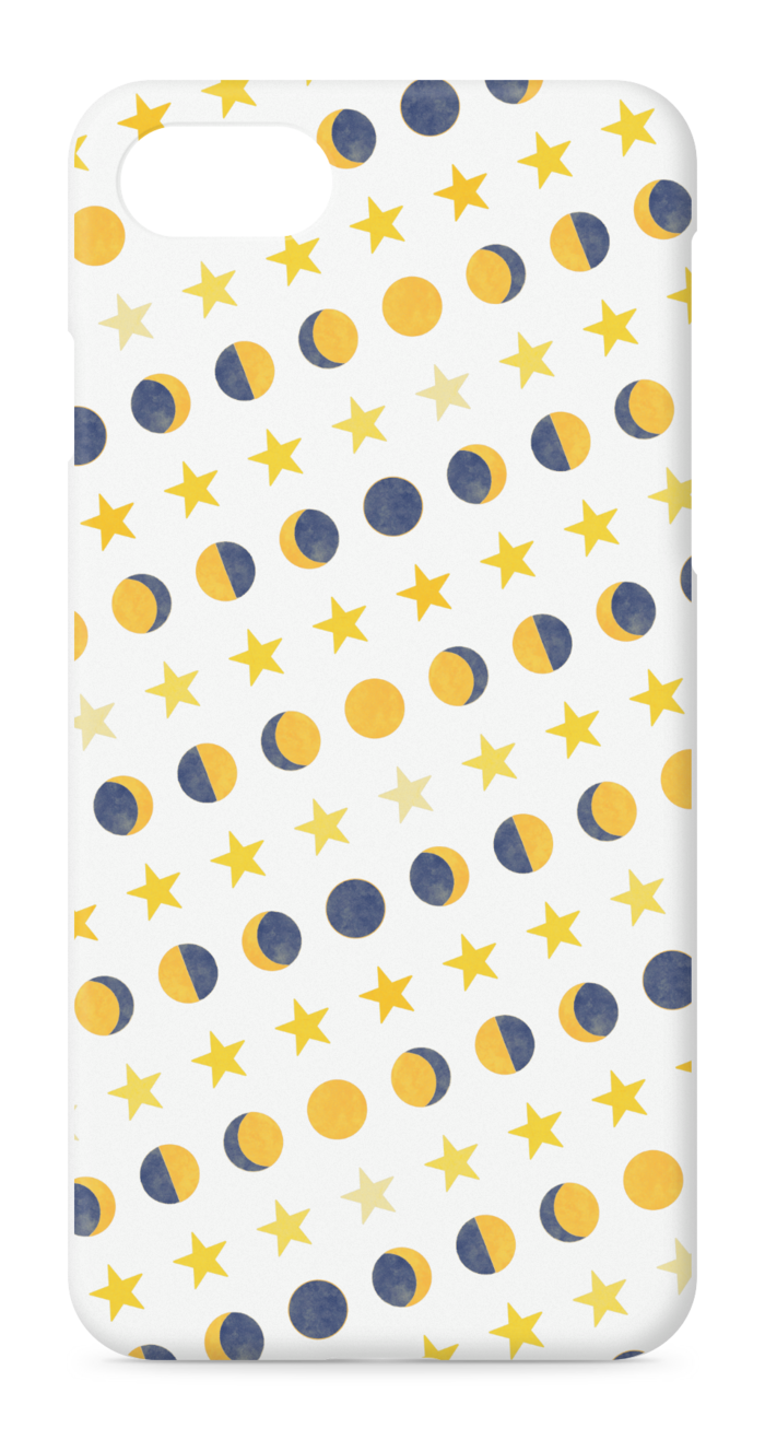 iPhoneケース・月と星・白:iiPhone 8 / 7 / SE2 - 正面印刷のみ
