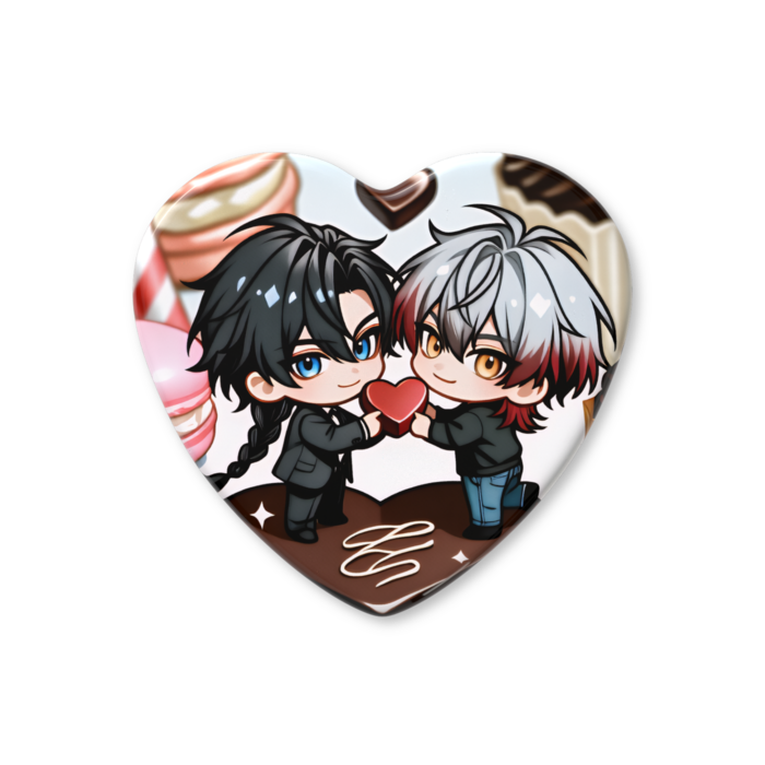 ハート缶バッジ - 57 × 52.5mm
