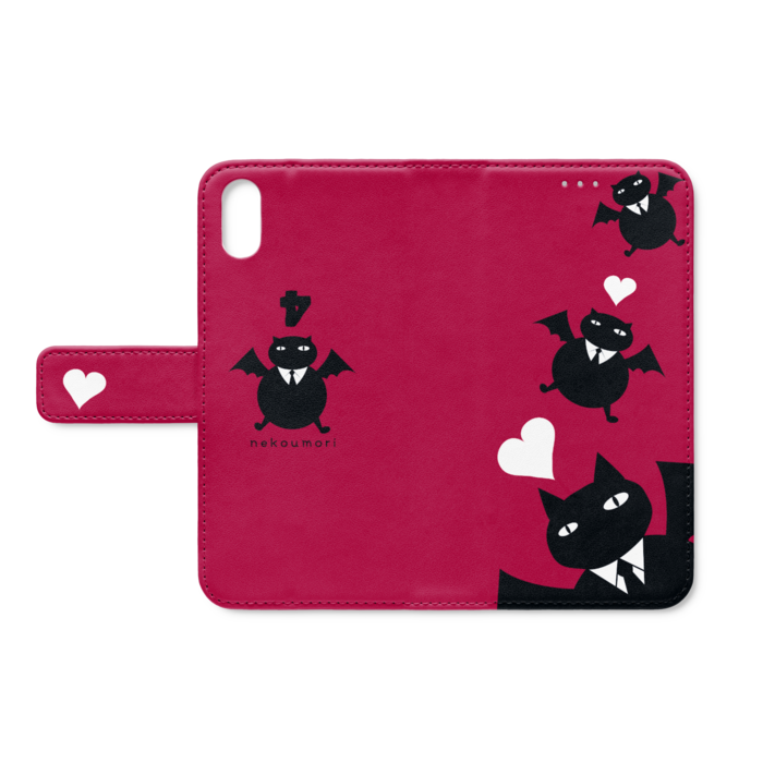 ねこうもり蝙蝠猫手帳型iphoneケース Tricoloratelier Booth