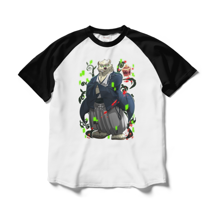 ラグランTシャツ - L - ホワイト×ブラック