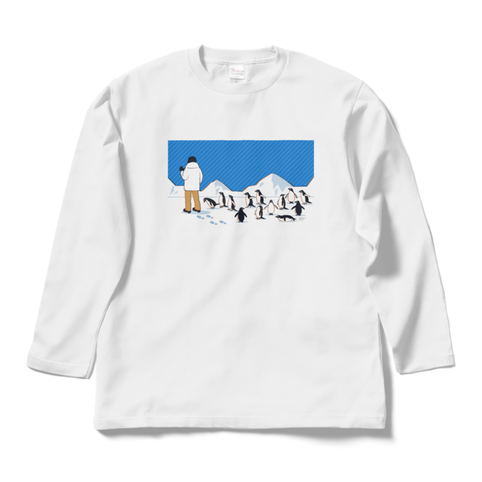 ロングスリーブTシャツ　青色×白色　L