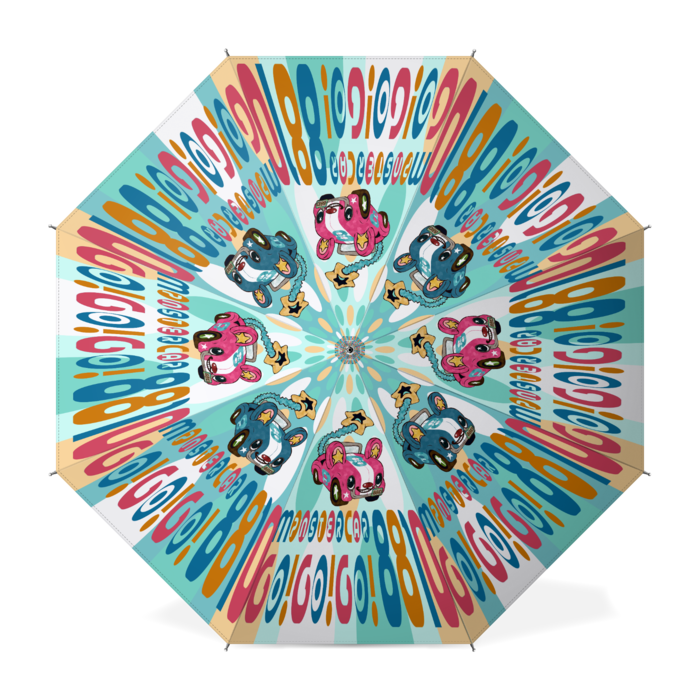 アニマルｃａｒ 総柄 ブルー2色 オリジナル 傘 C Bjim Booth