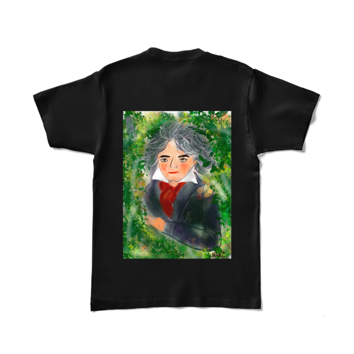 背面P　カラーTシャツ - L - ブラック (濃色)