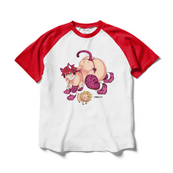 ラグランTシャツ - L - ホワイト×レッド