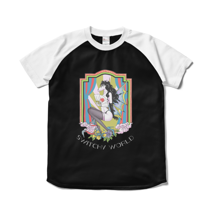 ラグランTシャツ - S - ブラック×ホワイト