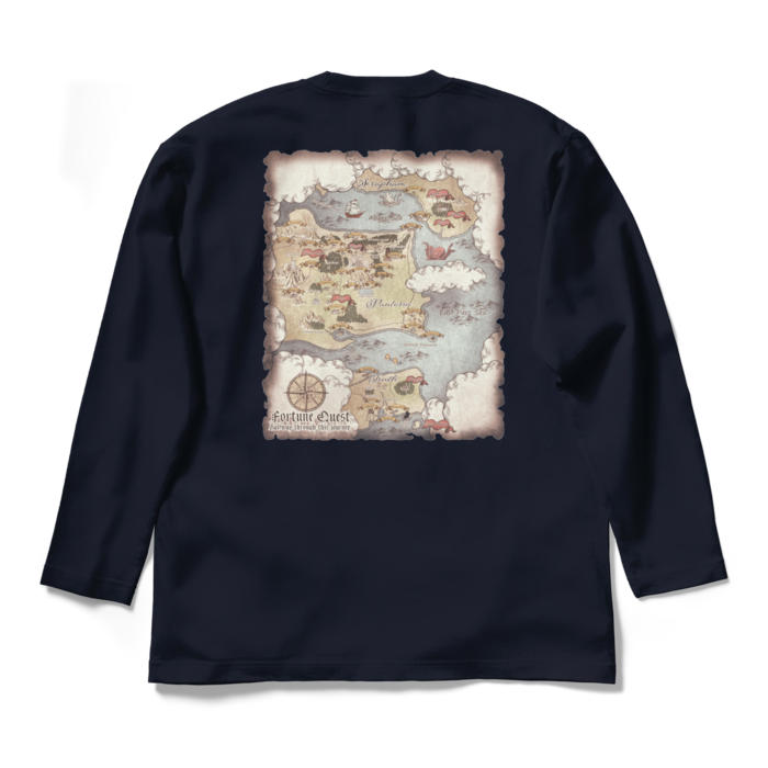 背面マップロングスリーブTシャツ - L - ネイビー