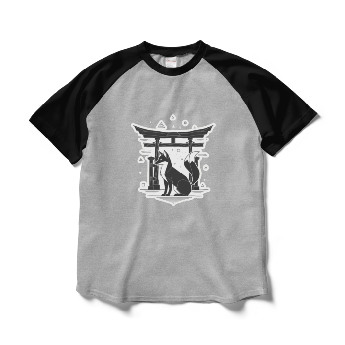 ラグランTシャツ - L - 杢グレー×ブラック