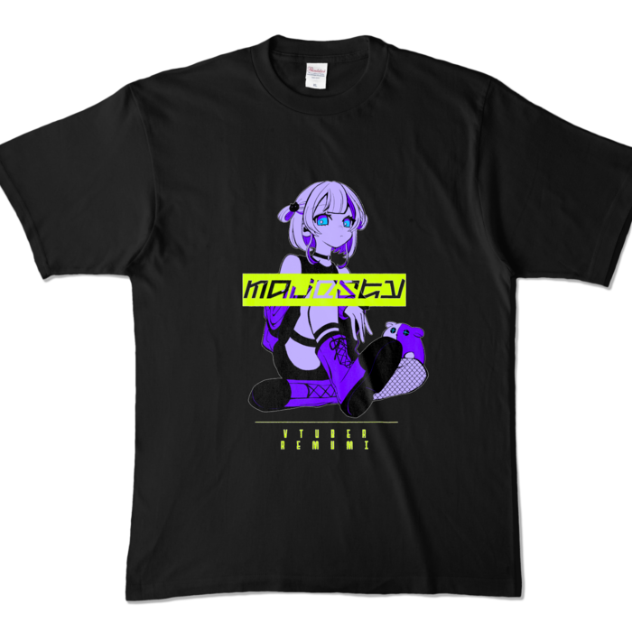 カラーTシャツ - XL - ブラック (濃色)(文字黄色) 