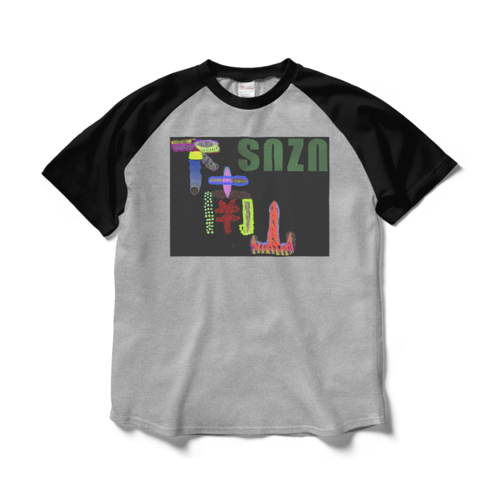 ラグランTシャツ - L - 杢グレー×ブラック