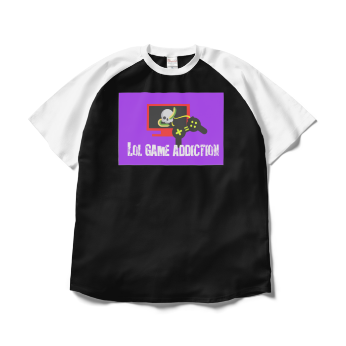 ラグランTシャツ - XL - ブラック×ホワイト