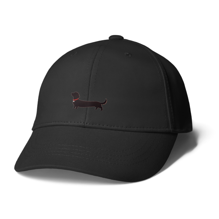 ダックスフンド シルエット キャップ-ブラック