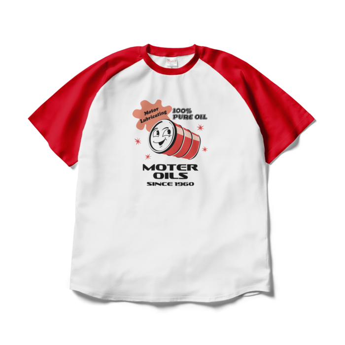 ラグランTシャツ - XL - ホワイト×レッド
