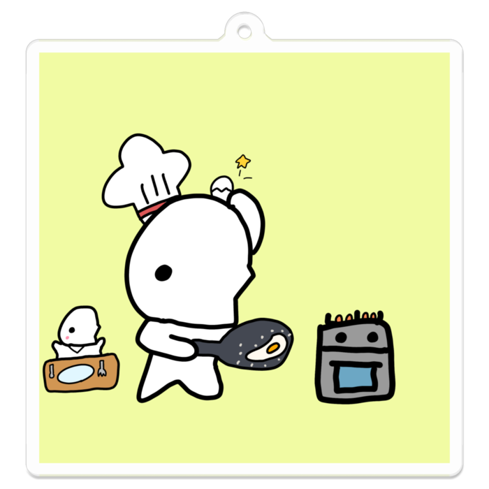 アクリルキーホルダー - 70 x 70 (mm) - 頭で卵割り