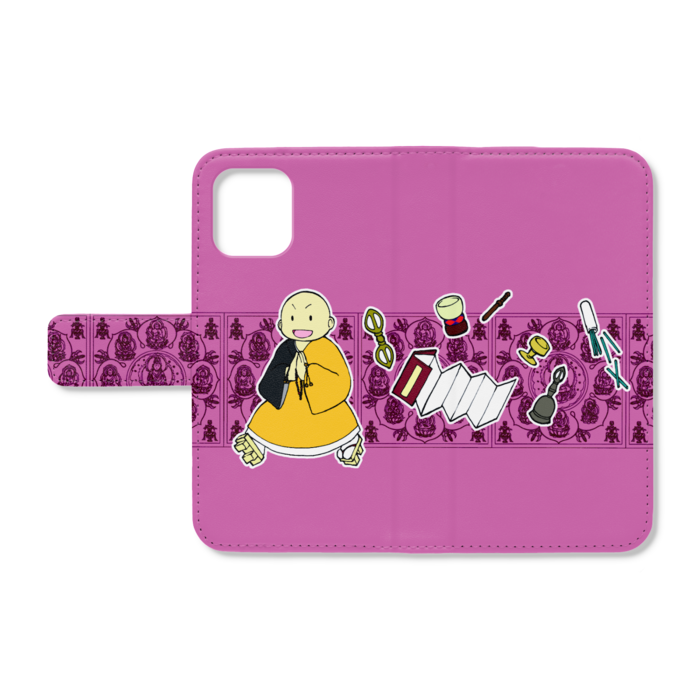 手帳型iPhoneケース - iPhone12 mini - ストラップ穴 なし（ピンク）