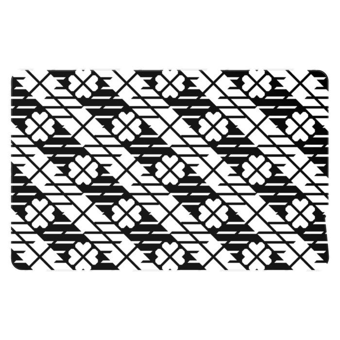 四葉＆チェック柄のICカードステッカー(ブラック系)