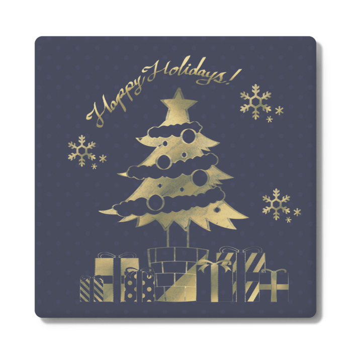 クリスマスコースター(ツリー&プレゼント)青
